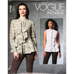 Vogue V1728 Misses 16 to 24 Ruffle Peplum Top Uncut Sewing Pattern